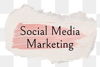 Social media marketing png word sticker typography, torn paper transparent background