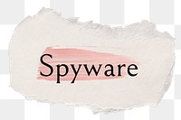 Spyware png word sticker typography, torn paper transparent background