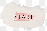 Start png word sticker typography, torn paper transparent background