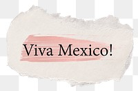 Viva Mexico! png word sticker typography, torn paper transparent background