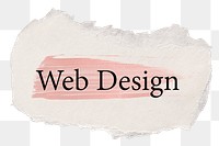 Web design png word sticker typography, torn paper transparent background