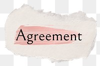 Agreement png ripped paper word sticker typography, transparent background