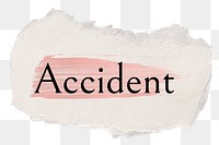 Accident png ripped paper word sticker typography, transparent background