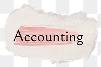 Accounting png ripped paper word sticker typography, transparent background