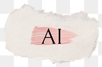 AI png ripped paper word sticker typography, transparent background