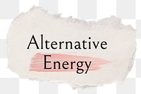 Alternative energy png ripped paper word sticker typography, transparent background