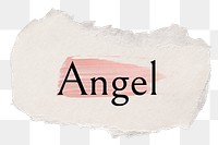 Angel png ripped paper word sticker typography, transparent background