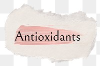 Antioxidants png ripped paper word sticker typography, transparent background