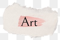 Art png ripped paper word sticker typography, transparent background