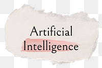 Artificial intelligence png ripped paper word sticker typography, transparent background