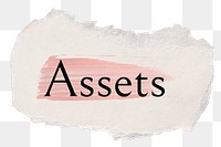 Assets png ripped paper word sticker typography, transparent background