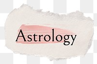 Astrology png ripped paper word sticker typography, transparent background