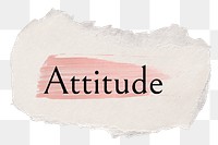 Attitude png ripped paper word sticker typography, transparent background