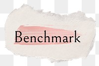 Benchmark png ripped paper word sticker typography, transparent background