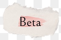 Beta png ripped paper word sticker typography, transparent background