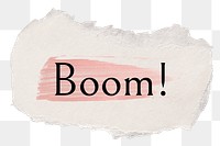 Boom! png ripped paper word sticker typography, transparent background