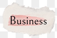 Business png ripped paper word sticker typography, transparent background