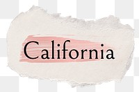 California png ripped paper word sticker typography, transparent background