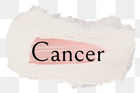 Cancer png ripped paper word sticker typography, transparent background