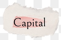 Capital png ripped paper word sticker typography, transparent background