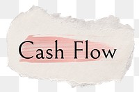 Cash flow png ripped paper word sticker typography, transparent background