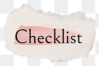 Checklist png ripped paper word sticker typography, transparent background