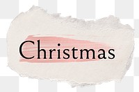 Christmas png ripped paper word sticker typography, transparent background