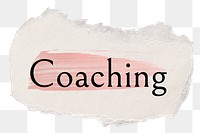 Coaching png ripped paper word sticker typography, transparent background