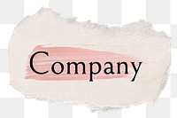 Company png ripped paper word sticker typography, transparent background