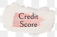 Credit score png ripped paper word sticker typography, transparent background