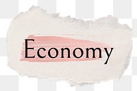 Economy png ripped paper word sticker typography, transparent background