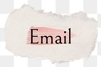 Email png ripped paper word sticker typography, transparent background