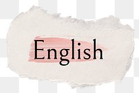 English png ripped paper word sticker typography, transparent background