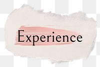 Experience png ripped paper word sticker typography, transparent background