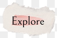 Explore png ripped paper word sticker typography, transparent background