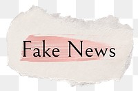 Fake news png ripped paper word sticker typography, transparent background