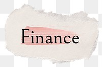 Finance png ripped paper word sticker typography, transparent background