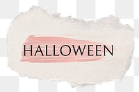 Halloween png word sticker typography, torn paper transparent background