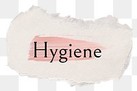 Hygiene png word sticker typography, torn paper transparent background