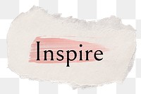 Inspire png word sticker typography, torn paper transparent background