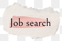 Job search png word sticker typography, torn paper transparent background