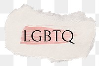 LGBTQ png word sticker typography, torn paper transparent background