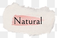 Natural png word sticker typography, torn paper transparent background