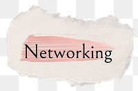 Networking png word sticker typography, torn paper transparent background