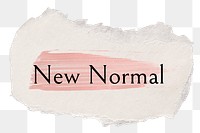 New normal png word sticker typography, torn paper transparent background