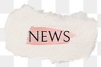 News png word sticker typography, torn paper transparent background