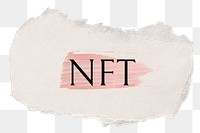 NFT png word sticker typography, torn paper transparent background