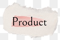 Product png word sticker typography, torn paper transparent background