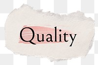 Quality png word sticker typography, torn paper transparent background 