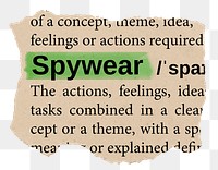 Spywear png word sticker, torn paper dictionary, transparent background